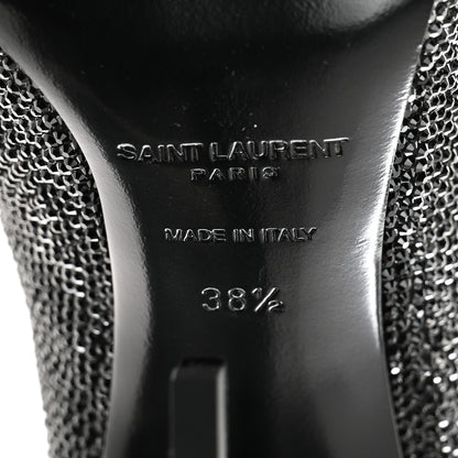 Saint Laurent Crystal Embellished Opyum Ankle Strap Sandals 38.5 Black 6 of 9