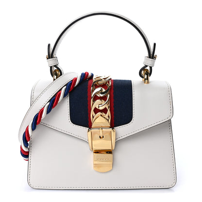 Gucci Calfskin Mini Sylvie Top Handle Bag White 1 of 10