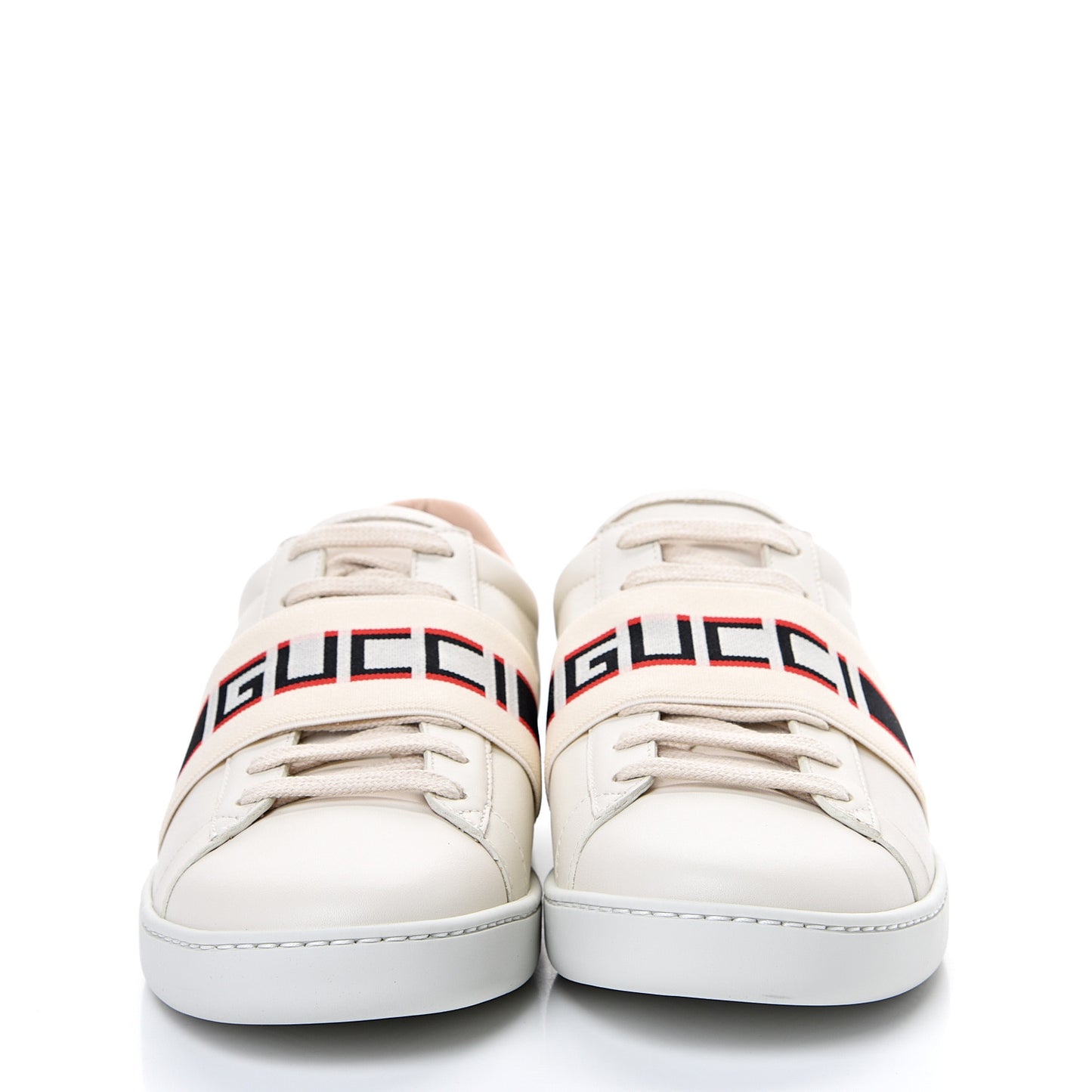 Calfskin Stripe Womens New Ace Sneakers 39 New Mystic White Ecru Red Flame