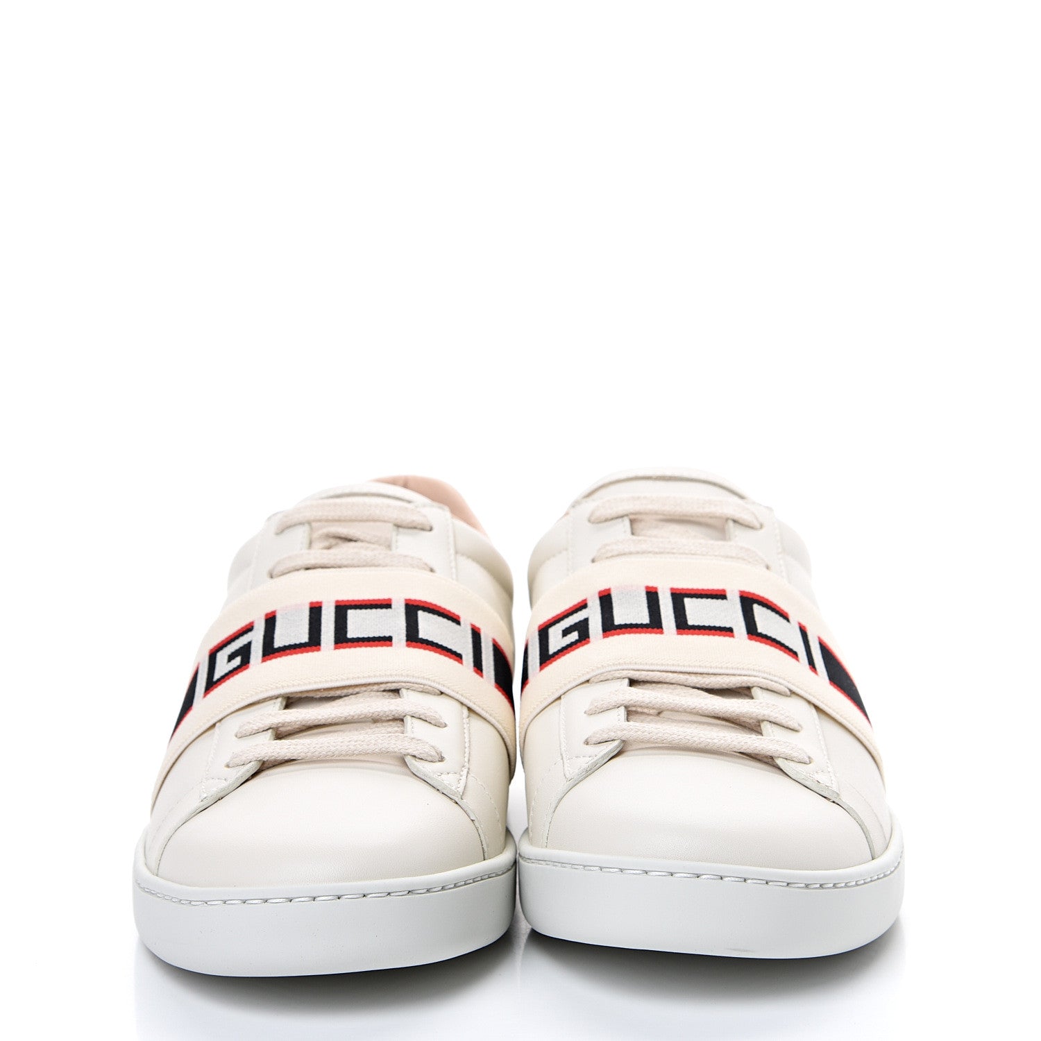 Gucci Calfskin Stripe Womens New Ace Sneakers 39 New Mystic White Ecru Red Flame 2 of 8