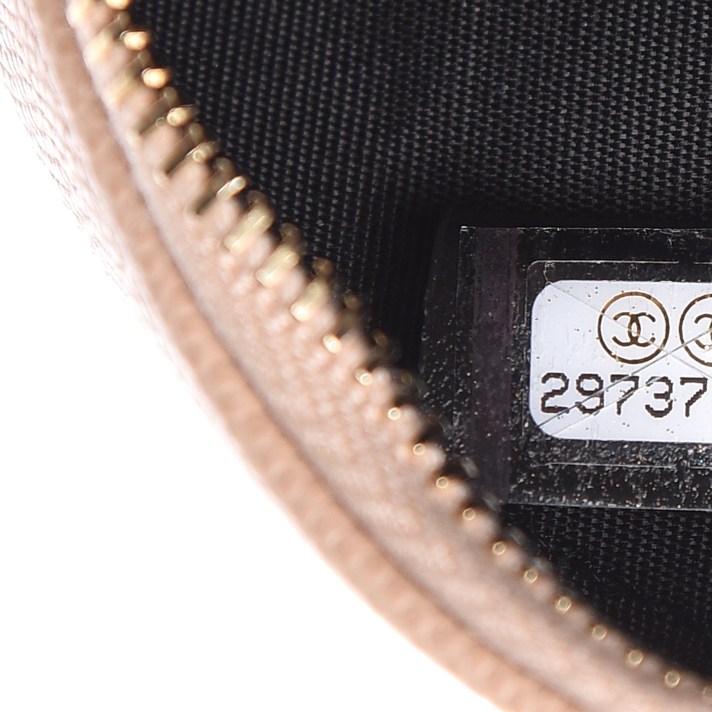 Caviar Quilted Round Filigree Crossbody Beige Black