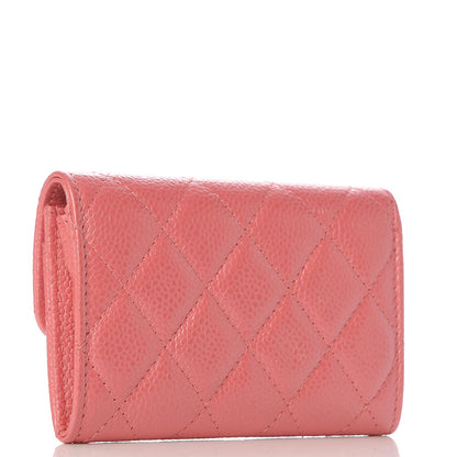 Chanel Caviar Quilted Flap Card Holder Pink 3 of 9