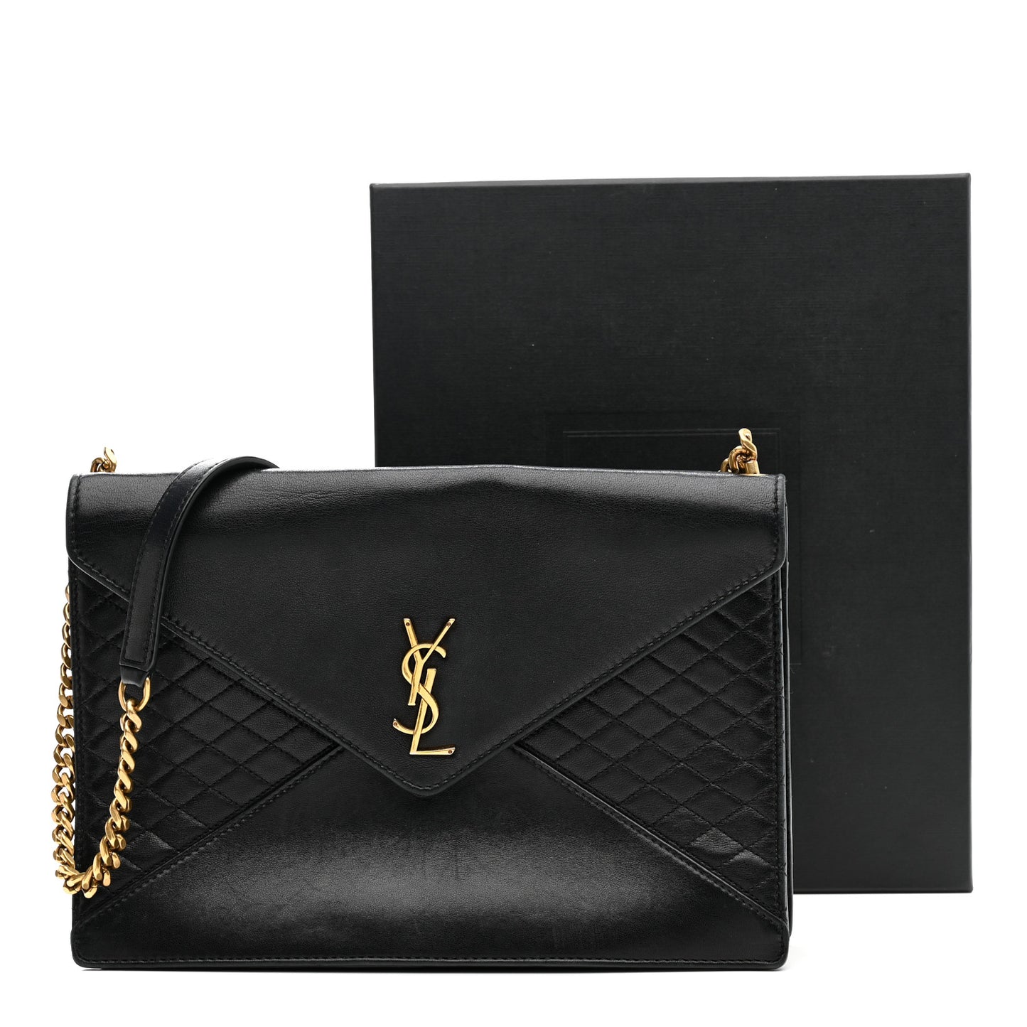 Lambskin Quilted Monogram Gaby Chain Bag Black