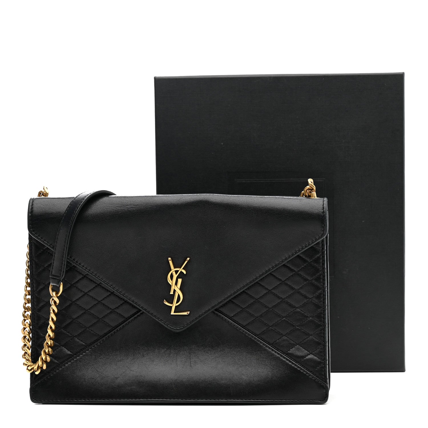 Saint Laurent Lambskin Quilted Monogram Gaby Chain Bag Black 17 of 17