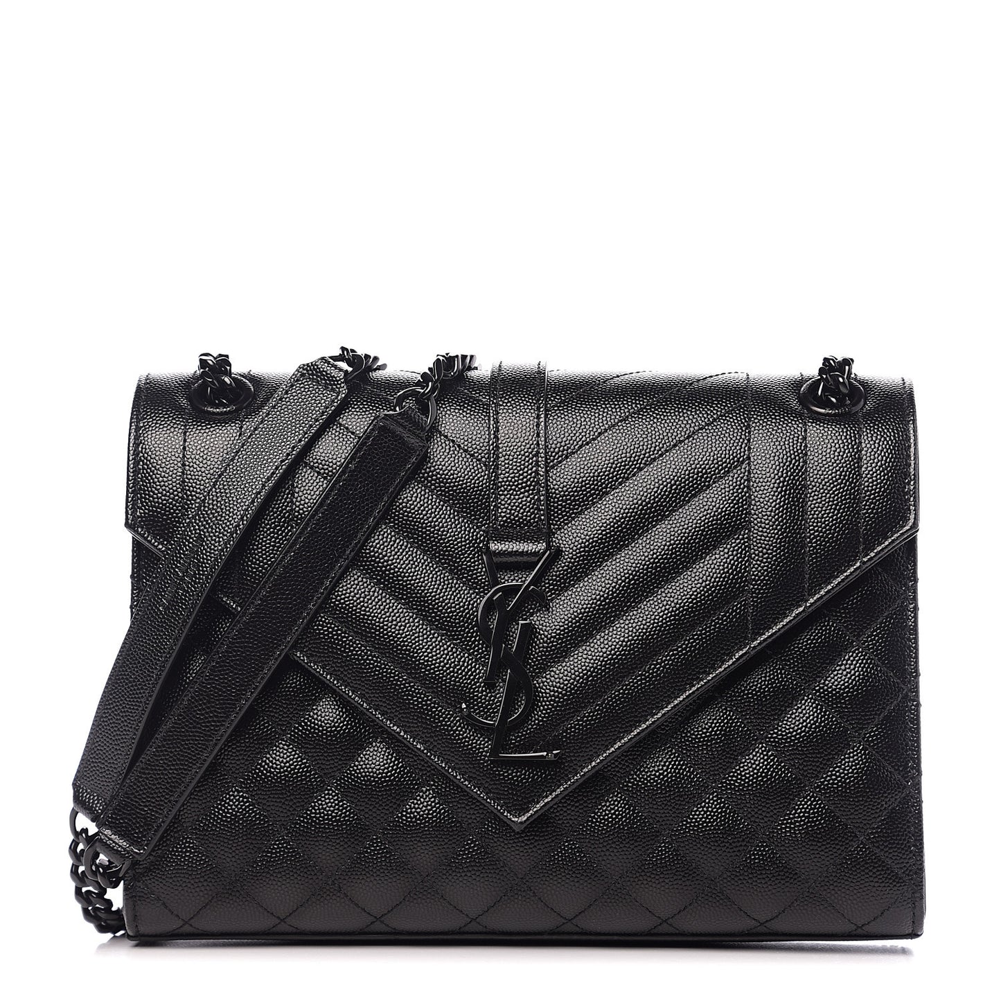 Grain De Poudre Textured Mixed Matelasse Triquilt Medium Monogram Satchel Black