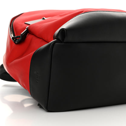 Fendi Nylon Vitello Liberty Vitello Dolce Monster Eyes Rounded Backpack Red Black 9 of 16