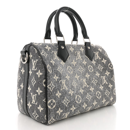 Louis Vuitton Denim Monogram Jacquard Speedy Bandouliere 25 Black 3 of 10
