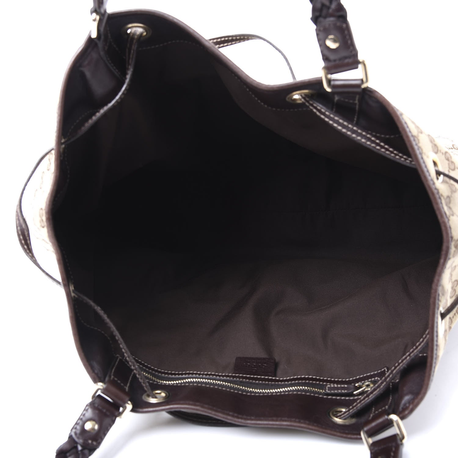 Gucci Monogram Peggy Braided Tote Dark Brown 4 of 9