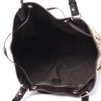 Gucci Monogram Peggy Braided Tote Dark Brown 4 of 9