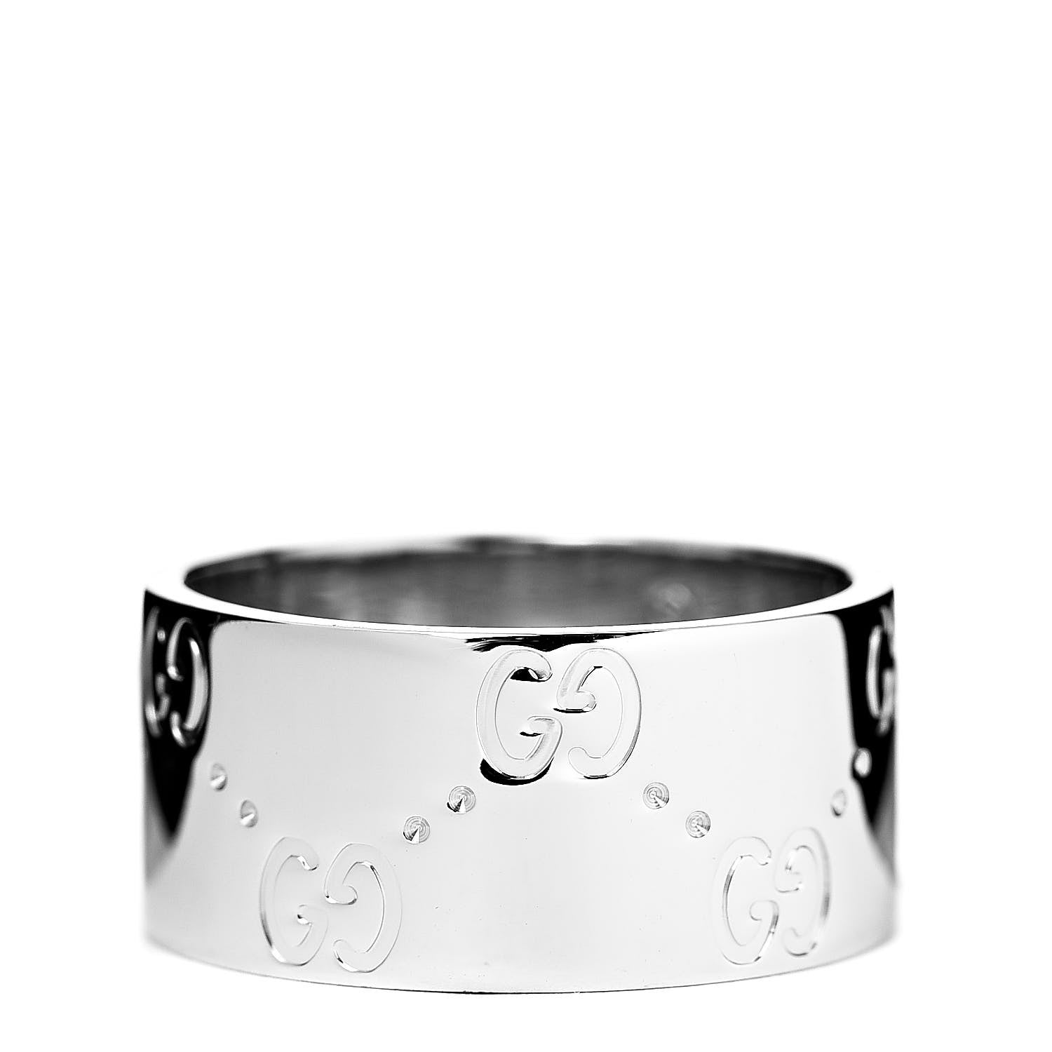 Gucci 18K White Gold 9mm Icon Band Ring 53 6.25 3 of 4