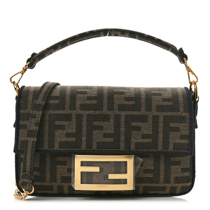 Fendi Fabric Jacquard FF 1974 Mini Baguette Tobacco Moro Black 1 of 10