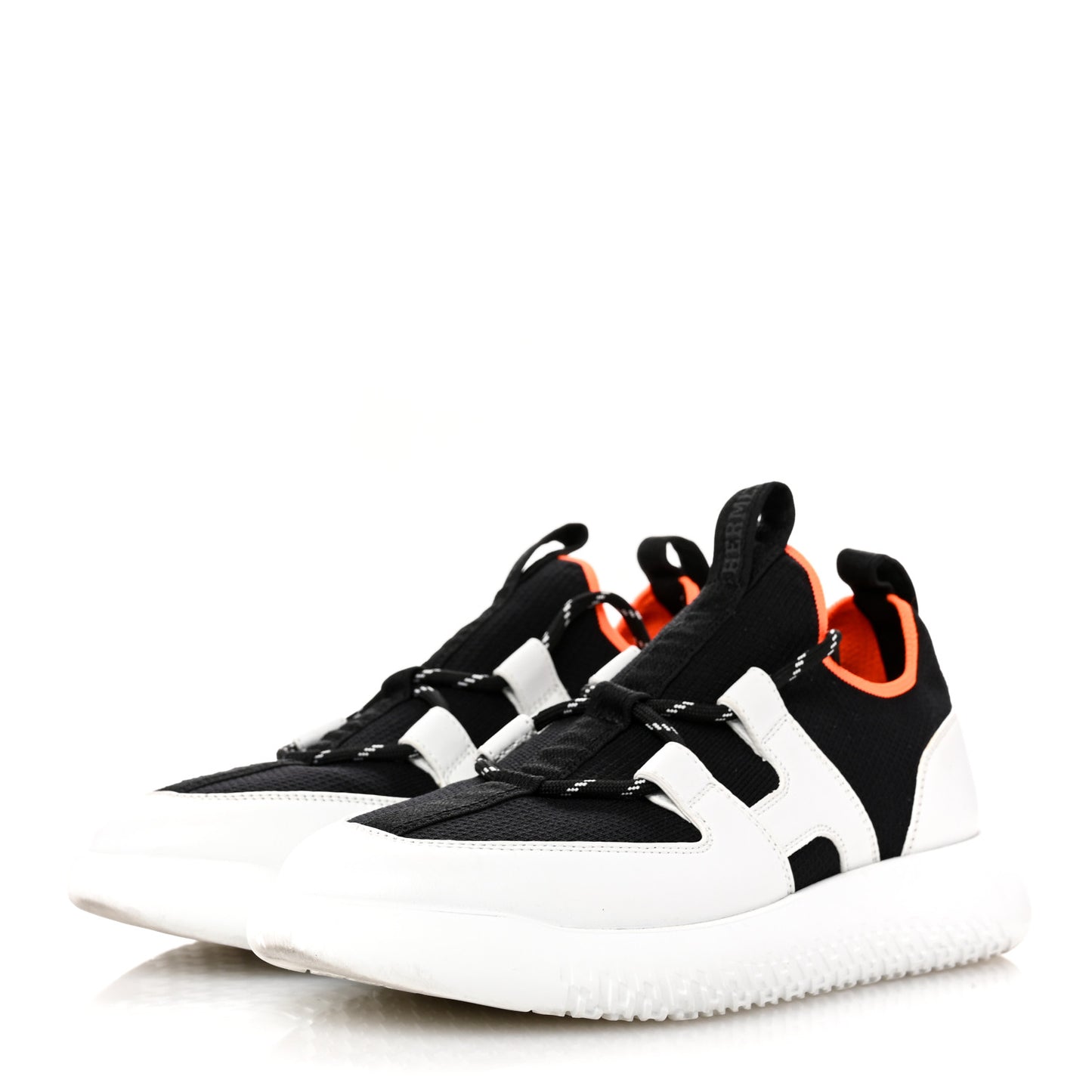 Technical Canvas Calfskin Womens Duel Sneakers 36 White Black