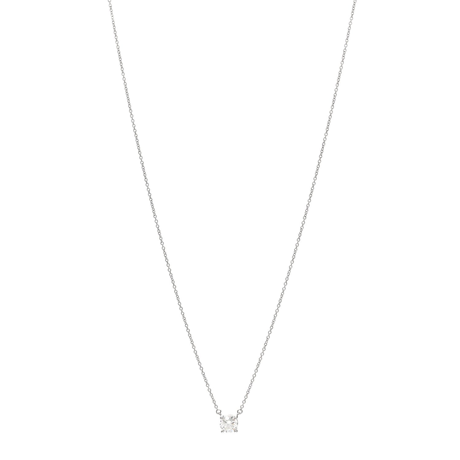 Tiffany Platinum Diamond .79ct Solitaire Pendant Necklace 1 of 5