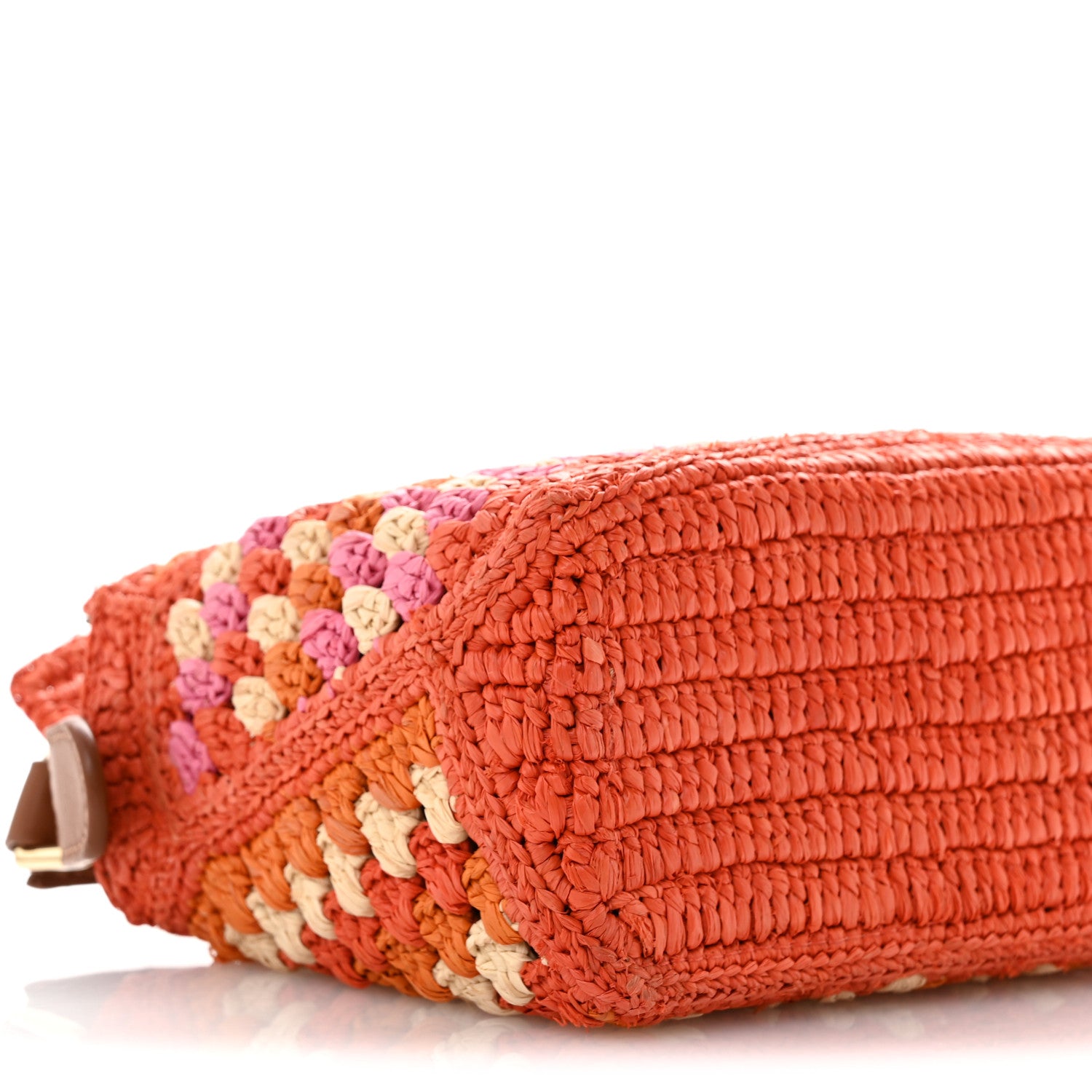 Loewe Raffia Crochet Paula's Ibiza Mini Puzzle Edge Bag Bright Orange Pink 9 of 11