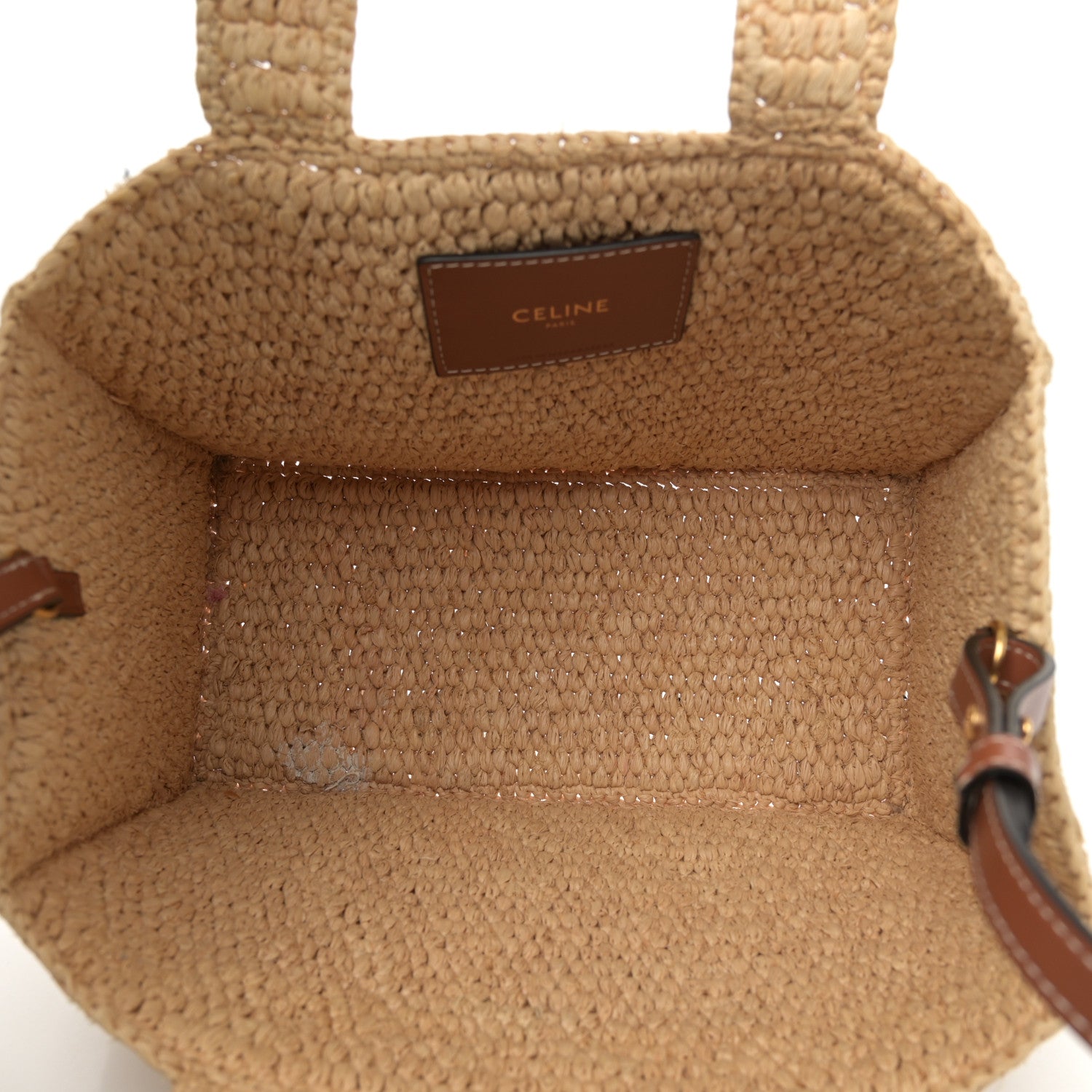 Celine Raffia Calfskin Triomphe Small Cabas Thais Tan 6 of 12