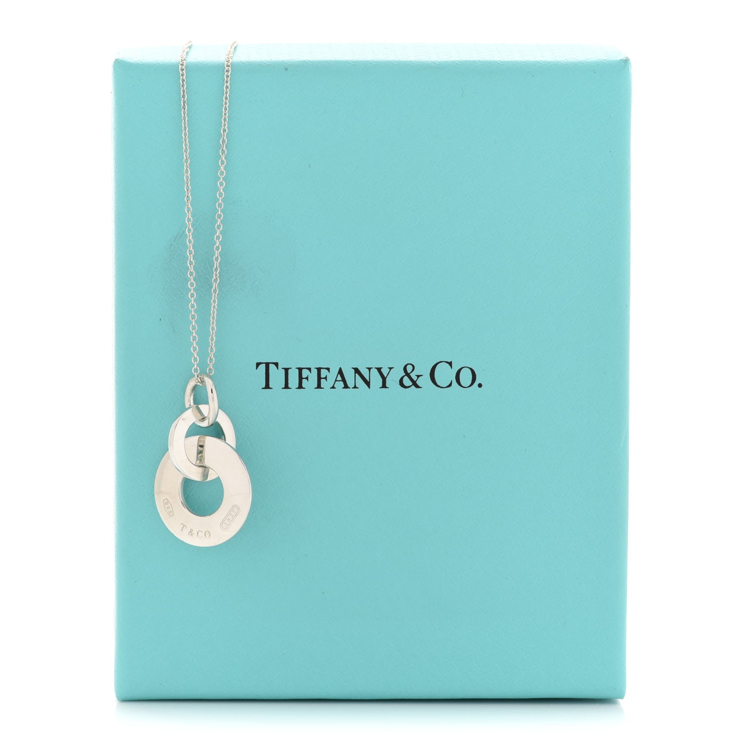 Tiffany Sterling Silver 1837 Double Interlocking Drop Pendant Necklace 7 of 7