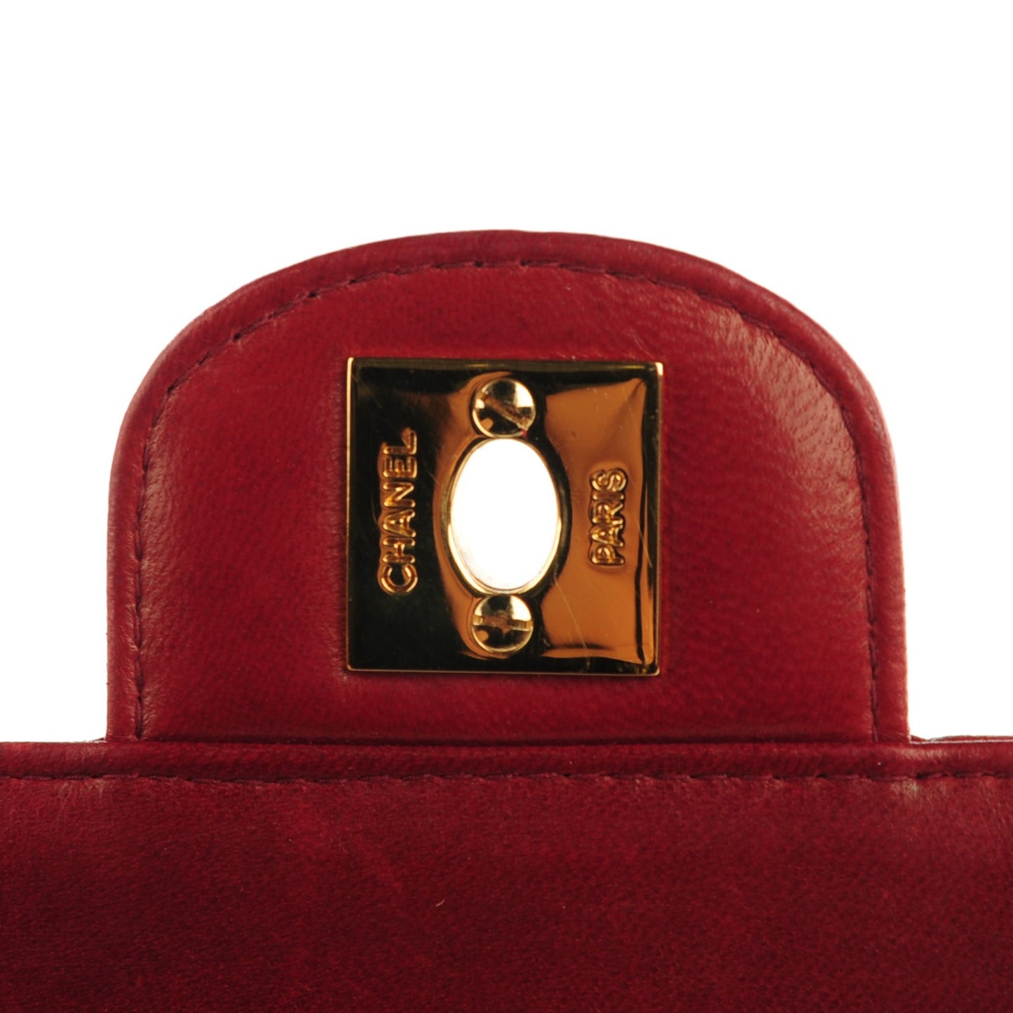 Lambskin Quilted East West Chocolate Bar Flap Red