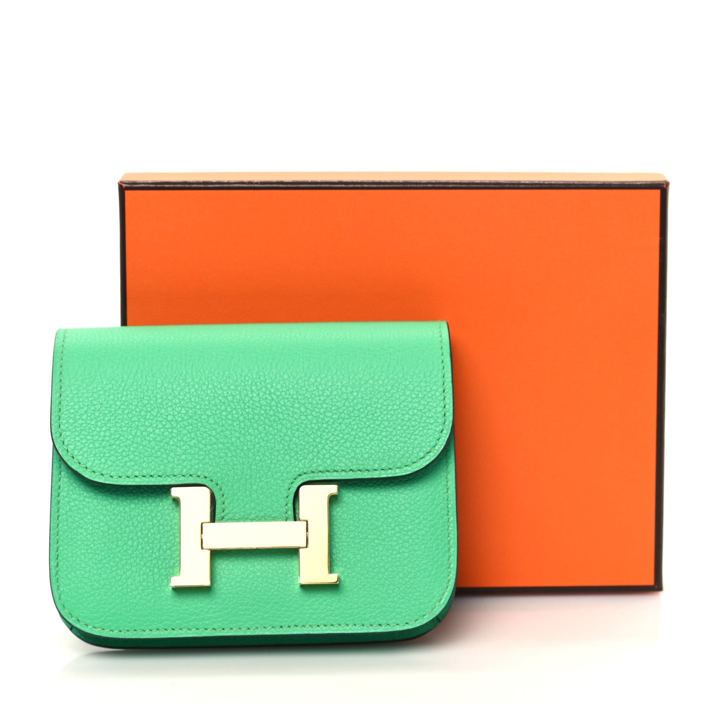 Evercolor Bi-Color Constance Slim Wallet Vert Comics Bleu Zellige