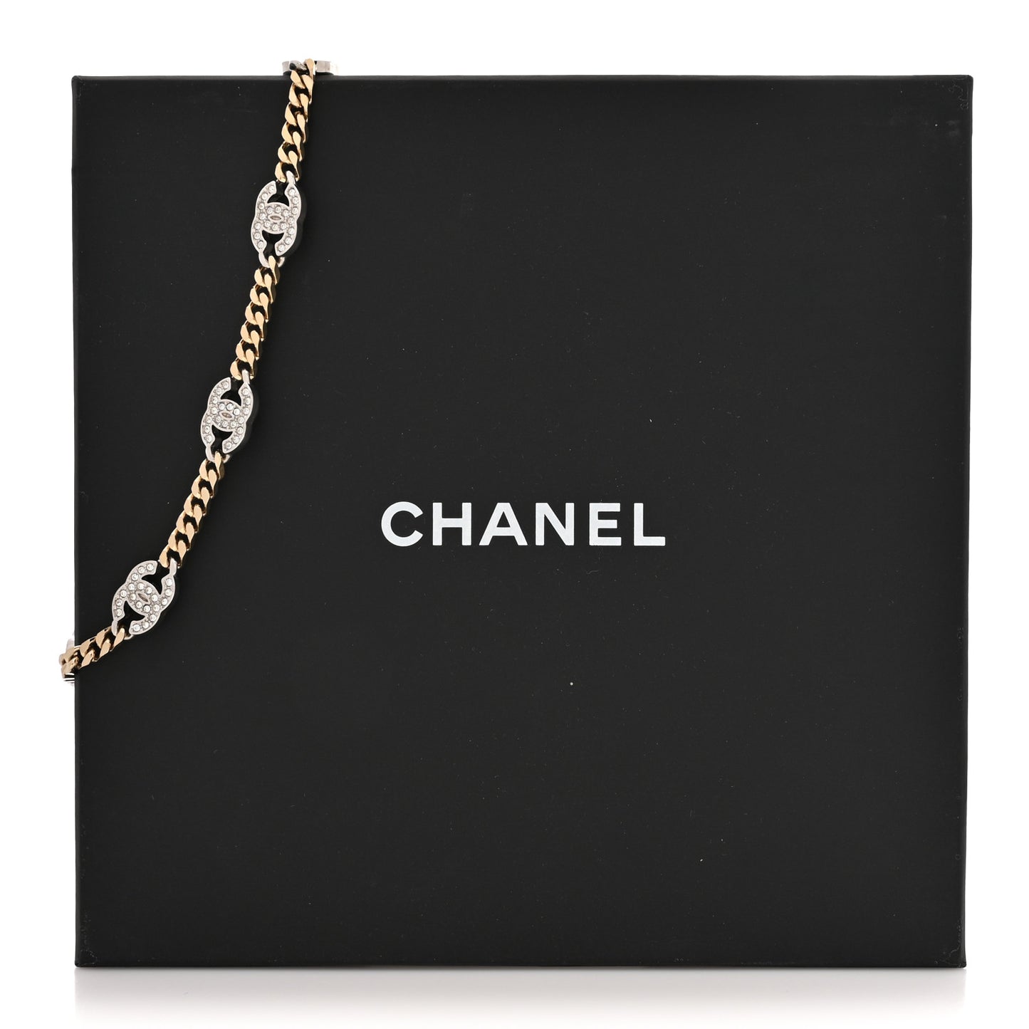 Crystal Chain CC Link Choker Gold Silver