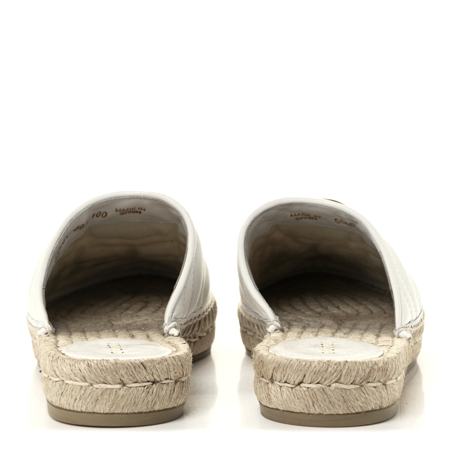 Nappa Matelasse GG Marmont Espadrille Slippers 38.5 Great White