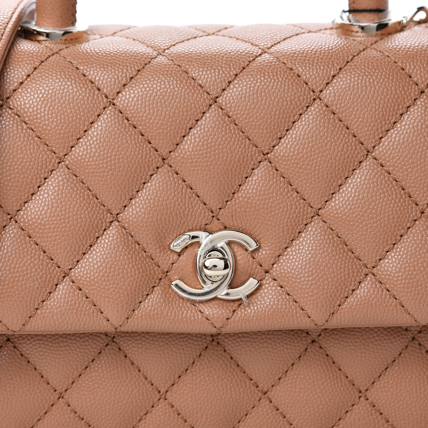 Caviar Quilted Mini Coco Handle Flap Brown