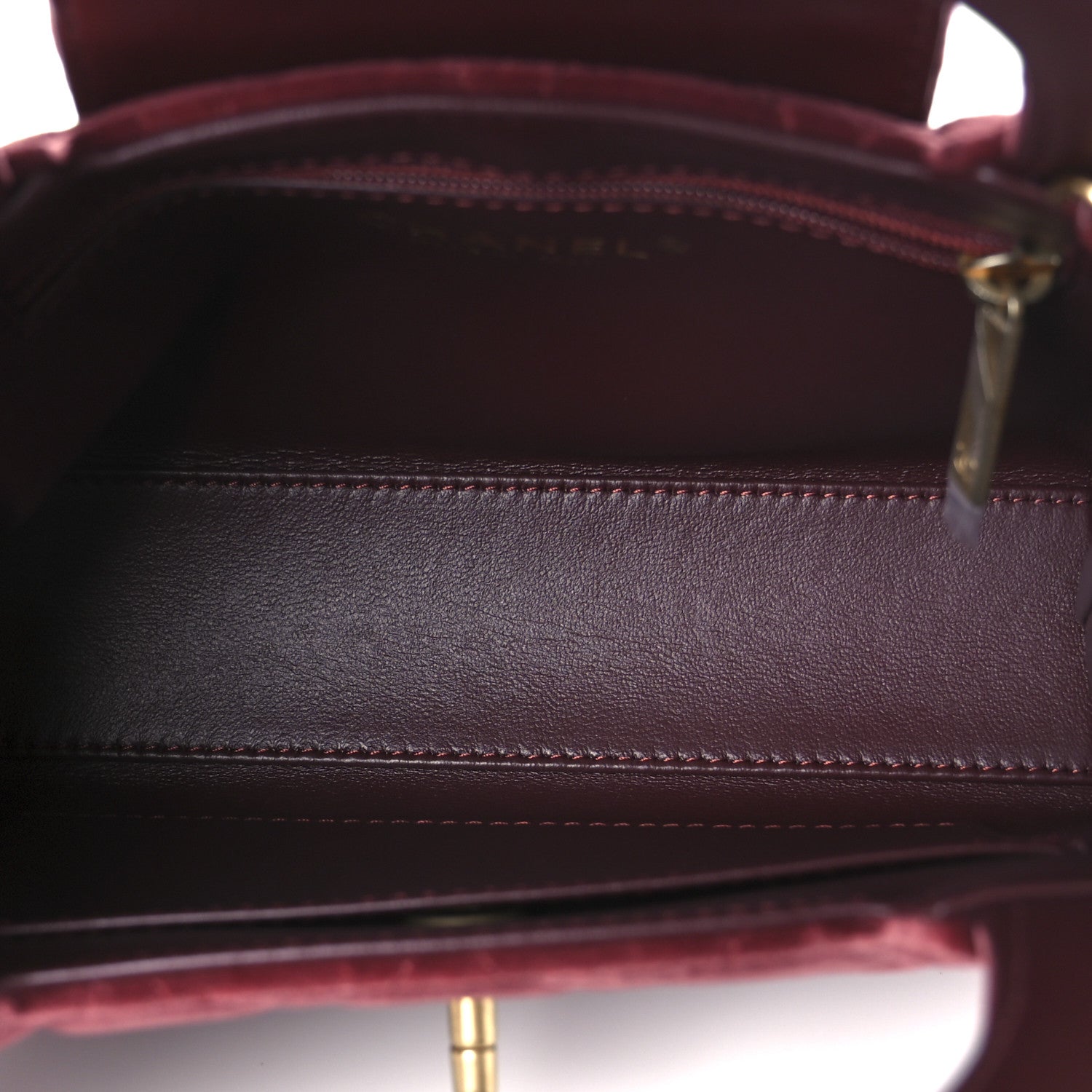 Chanel Velvet Quilted Nano Kelly Shopper Burgundy 5 of 11