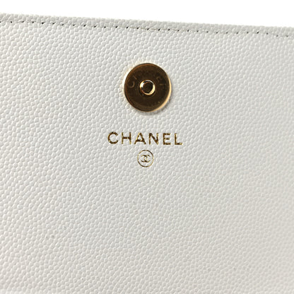 Chanel Caviar Quilted Pocket Twins Clutch With Chain White 6 of 10
