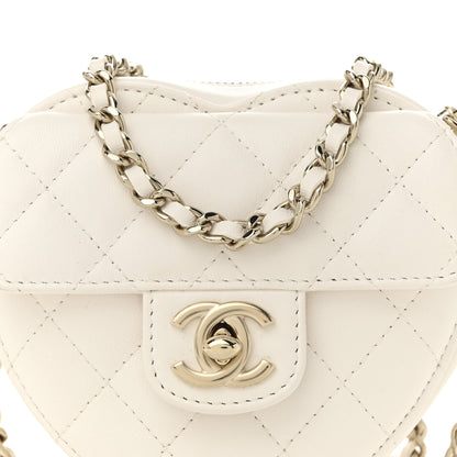 Chanel Lambskin Quilted CC In Love Heart Clutch With Chain White 8 of 11