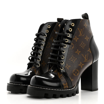 Louis Vuitton Patent Calfskin Monogram Star Trail Ankle Boots 40 Black 3 of 9