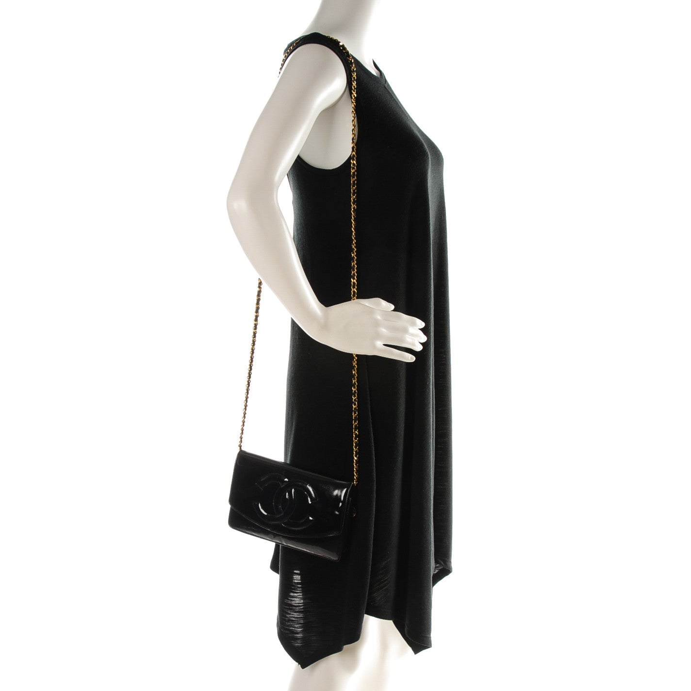 Chanel Patent Timeless CC Wallet On Chain WOC Black 2 of 8