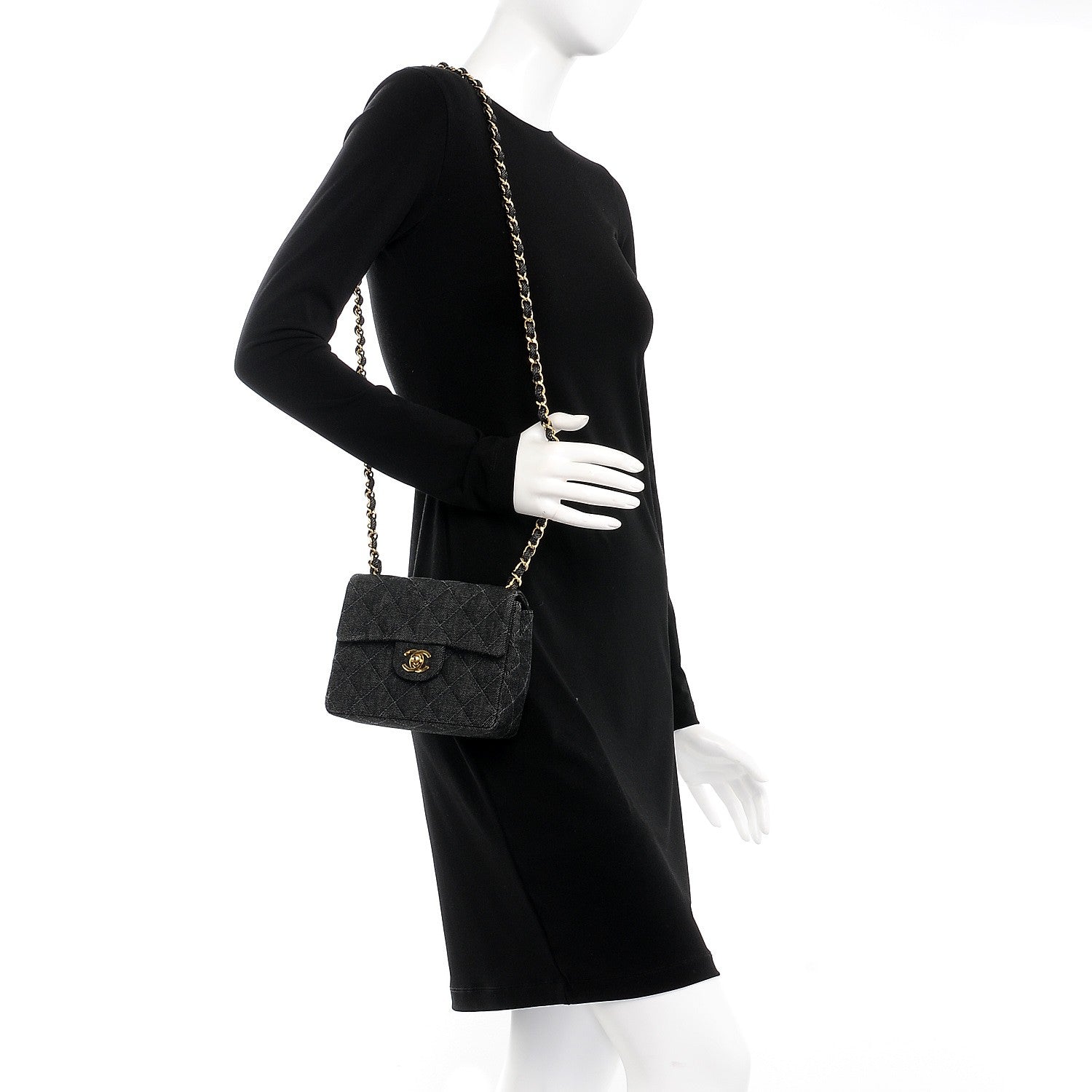 Chanel Denim Quilted Mini Square Flap Black 2 of 7