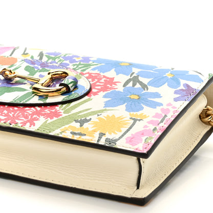 Gucci X KEN SCOTT New Shangai Calfskin Jardin D'Avril Floral Print Horsebit 1955 Wallet On Chain Ivory Pink 10 of 10