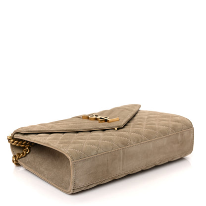 Saint Laurent Suede Mixed Matelasse Triquilt Medium Monogram Envelope Satchel Sea Salt 4 of 8