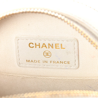 Chanel Lambskin Fur Quilted Round Clutch With Chain Ivory 6 of 10