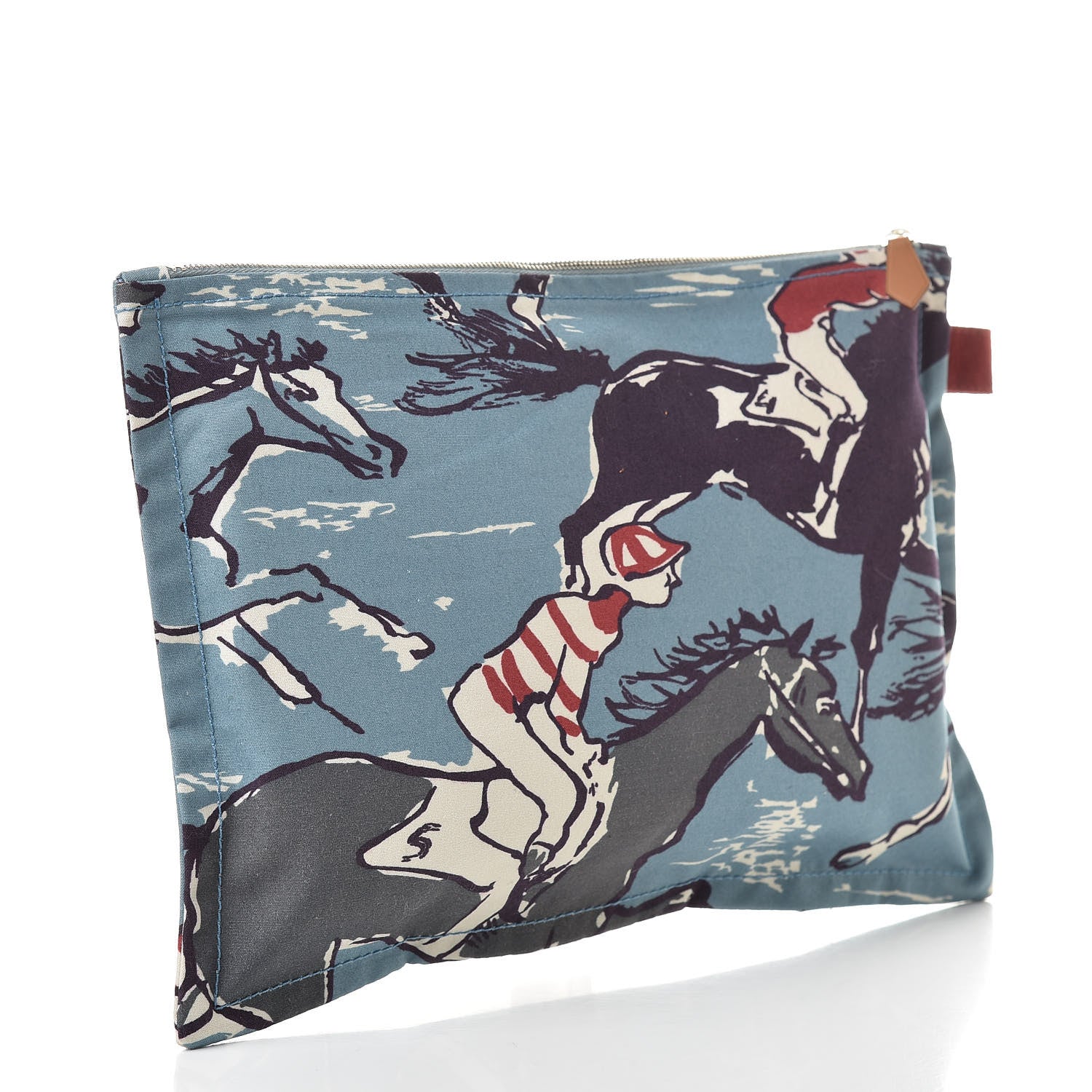 Hermes Toile Flat Equator Trousse GM Bleu 3 of 7