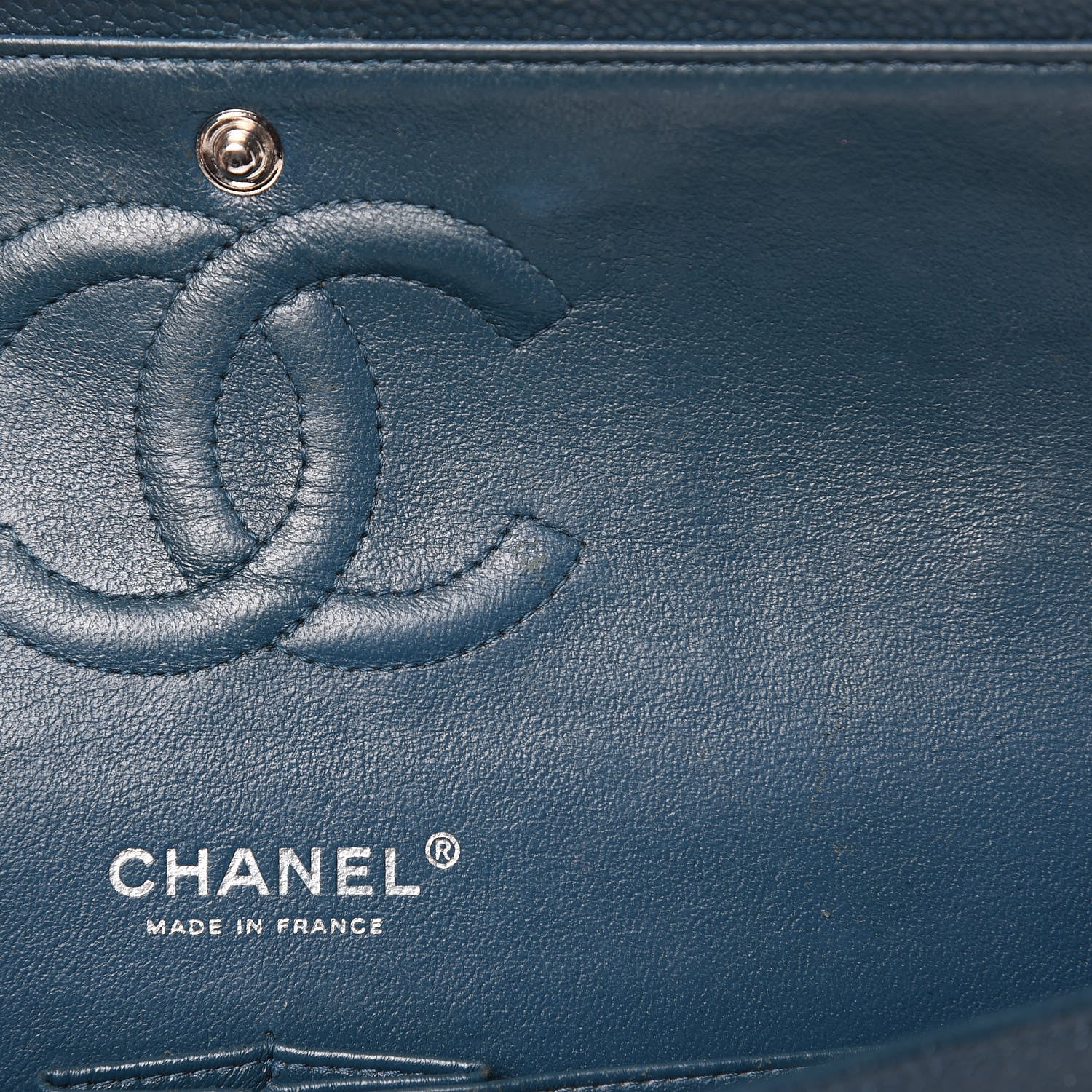 Chanel Caviar Quilted Medium Double Flap Dark Turquoise 11 of 13