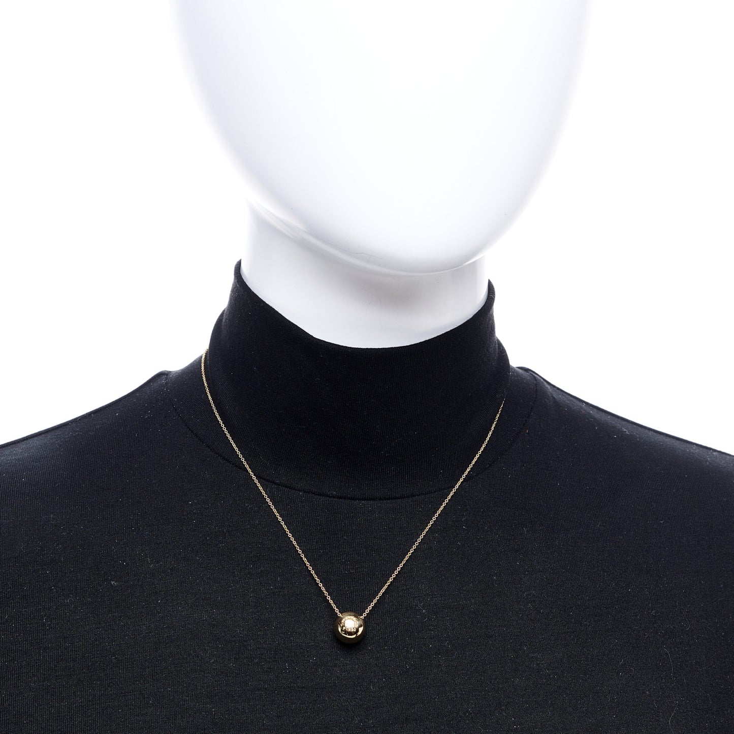 18K Yellow Gold Platinum Diamond Etoile Ball Pendant Necklace