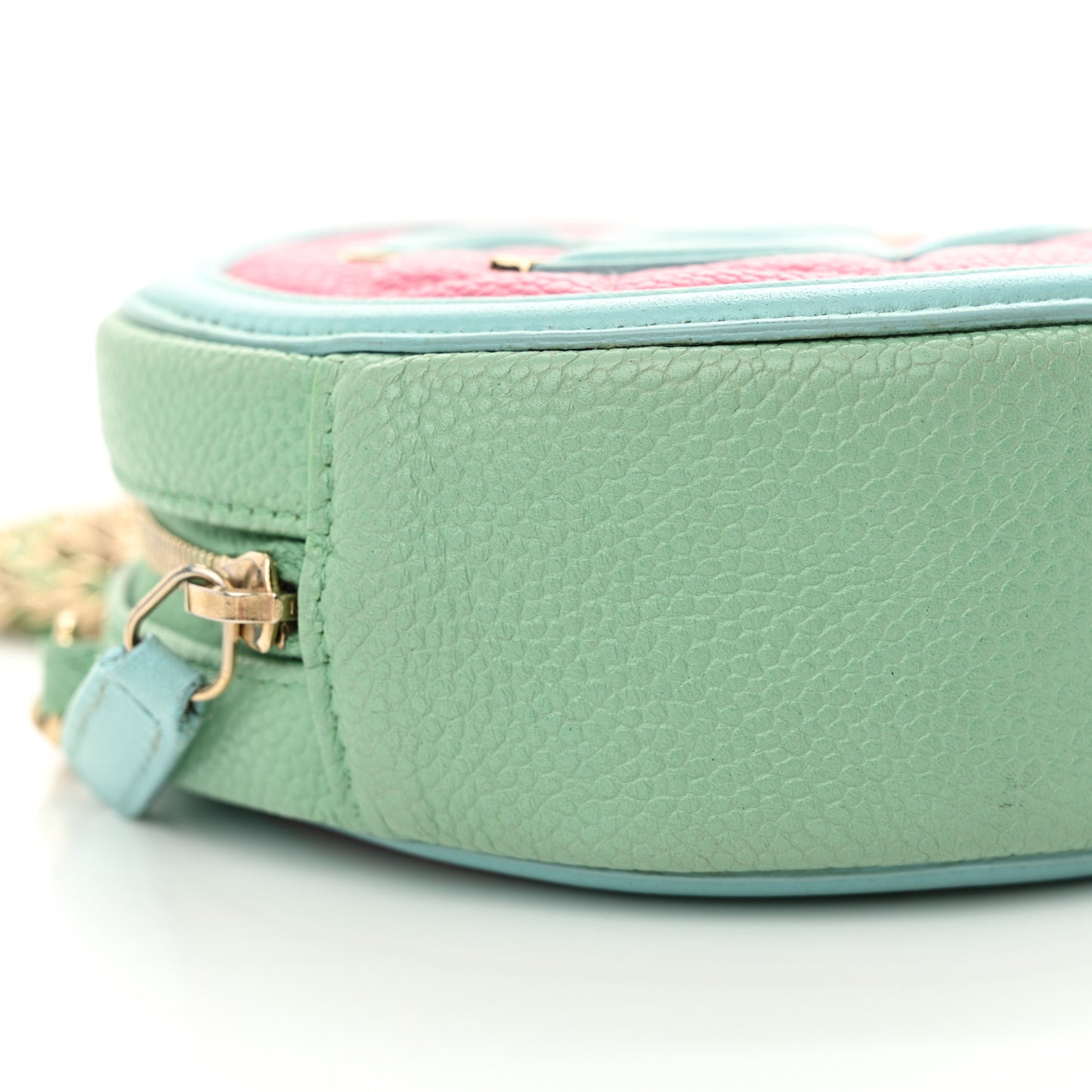 Caviar Quilted Round Filigree Crossbody Pink Blue Green