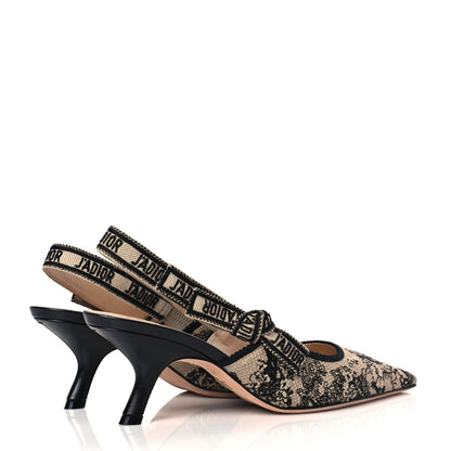 Christian Dior Cotton Ribbon Toile De Jouy J'Adior Slingback 65mm Pumps 39 Hazelnut Black 4 of 7