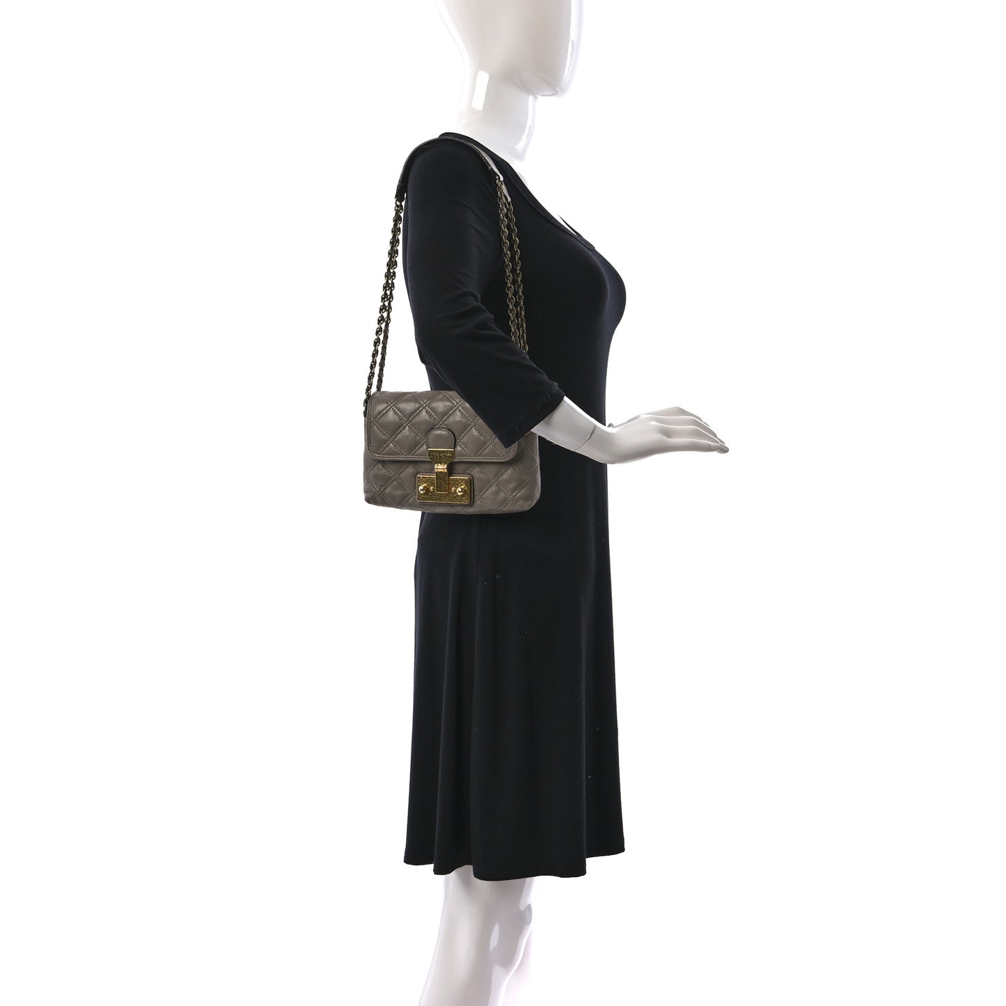 Lacquered Lambskin Baroque Single Flap Grey