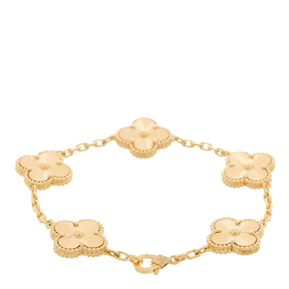 Van Cleef & Arpels 18K Yellow Gold 5 Motifs Guilloche Vintage Alhambra Bracelet 2 of 4