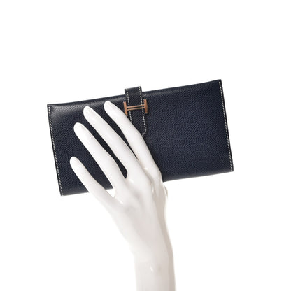 Hermes Courchevel Bearn Wallet in Bleu Indigo 2 of 7