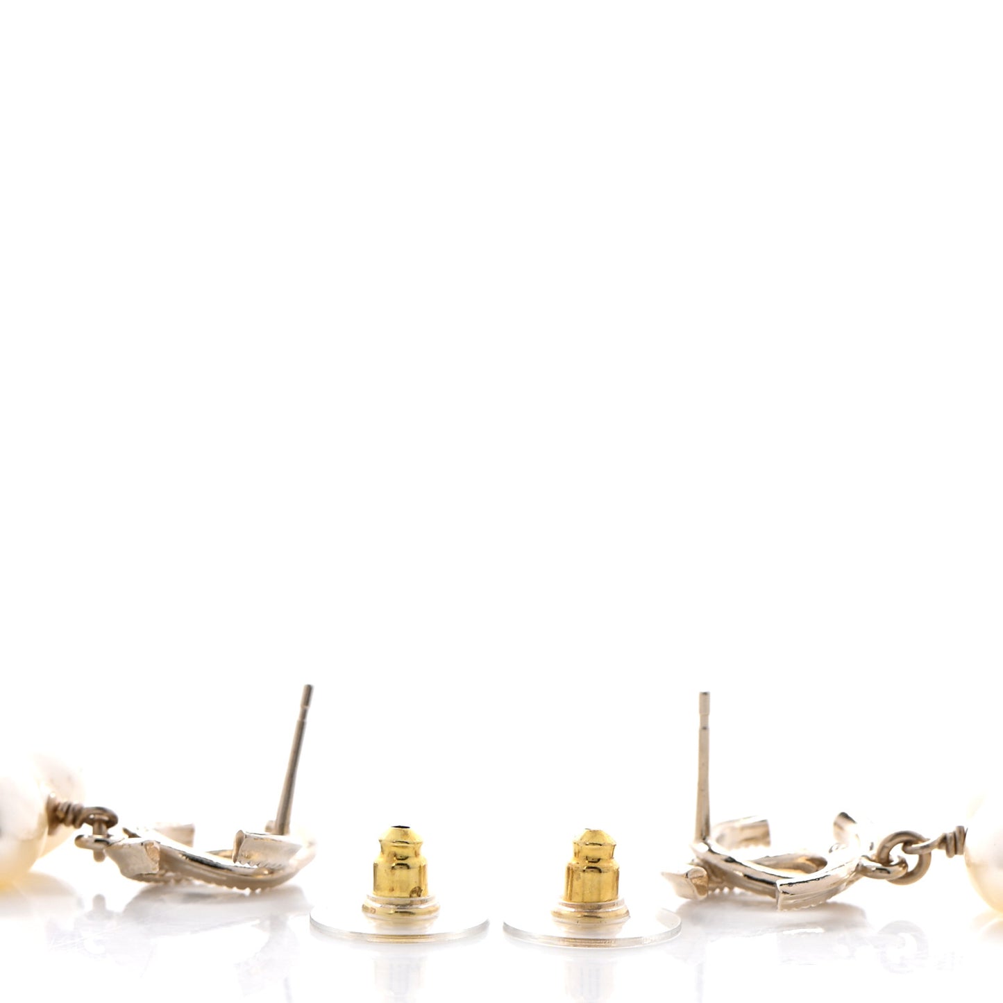 Pearl CC Heart Drop Earrings Gold