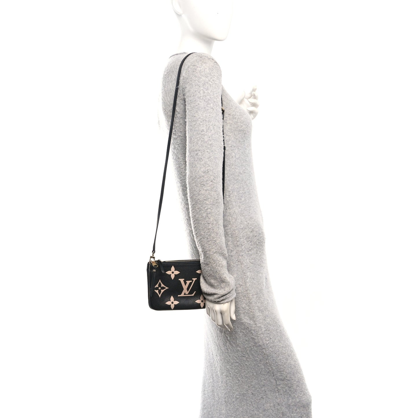 Empreinte Monogram Giant Double Zip Pochette Black Cream