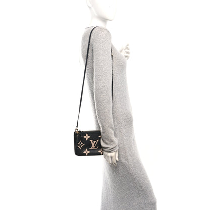 Louis Vuitton Empreinte Monogram Giant Double Zip Pochette Black Cream 2 of 12