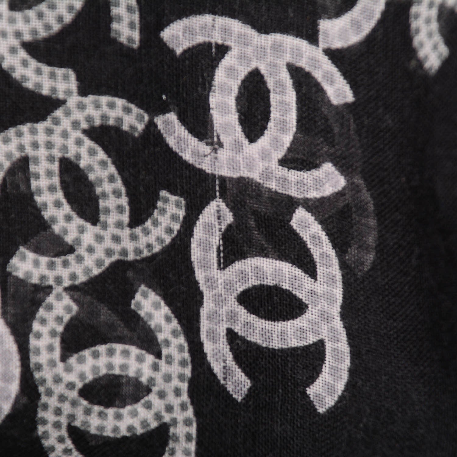 Chanel Cashmere Silk CC Logo Scarf Black White 5 of 5