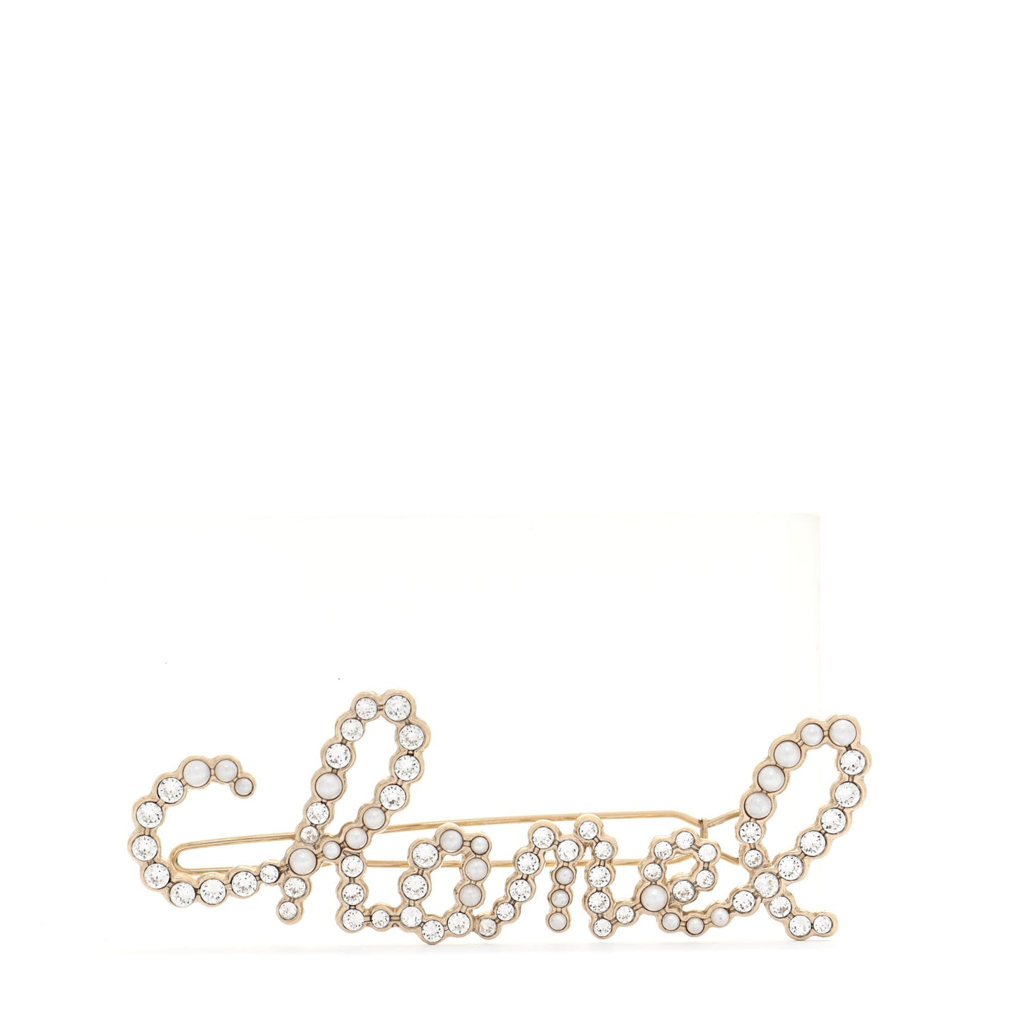 Metal Glass Swirling Pearls Hair Clip Gold
