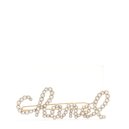 Chanel Metal Glass Swirling Pearls Hair Clip Gold 1 of 5