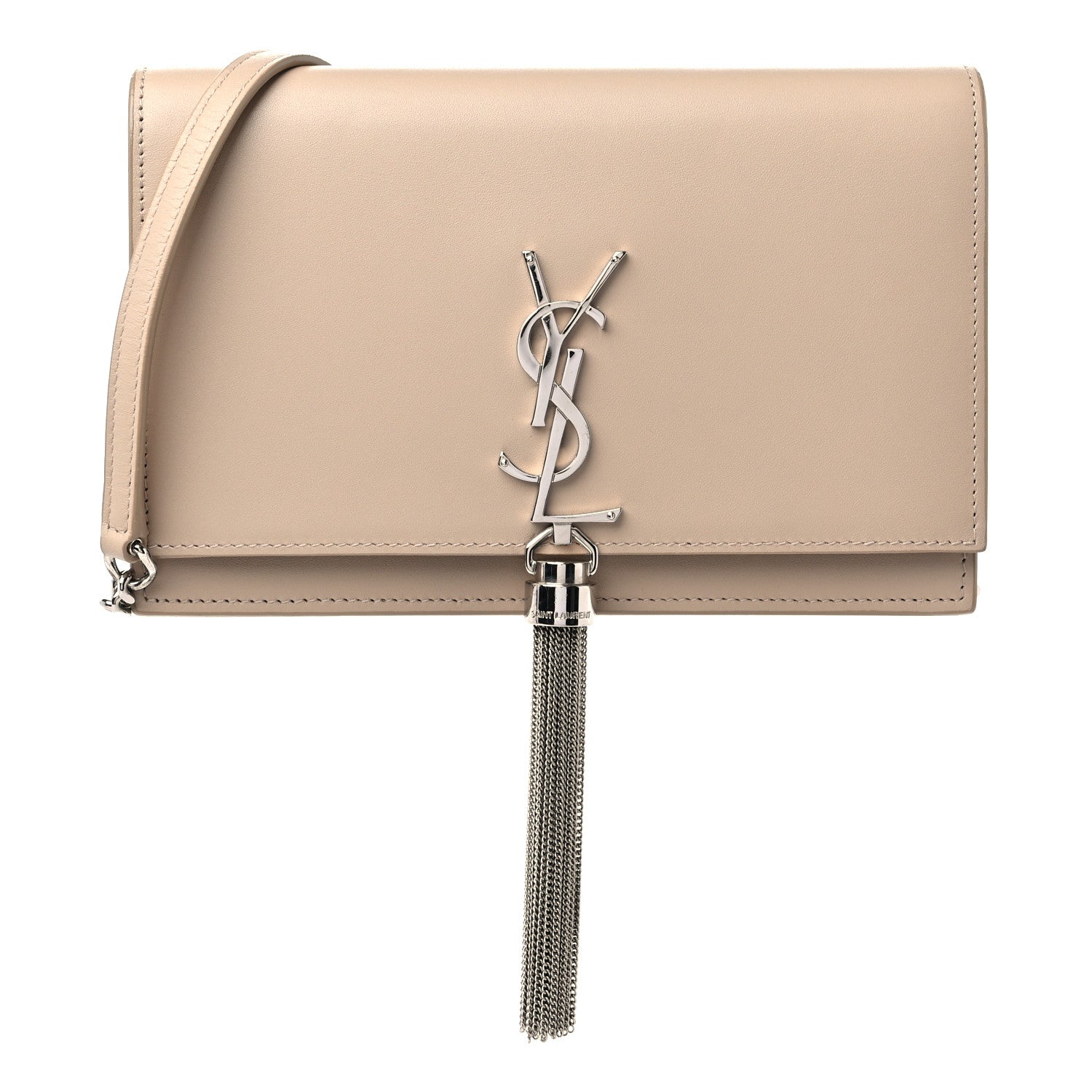 Saint Laurent Smooth Calfskin Classic Monogram Kate Tassel Chain Wallet Nude Powder 1 of 15
