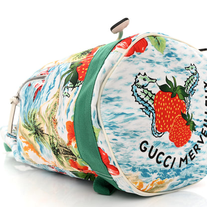 Gucci Nylon Merveilleux Strawberry Print Childrens Backpack Light Blue Red Dusty White 9 of 11